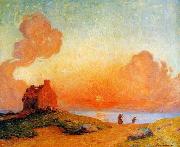 unknow artist Sunset by the Sea, Brittany china oil painting artist